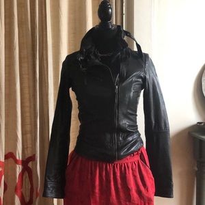 All Saints Black Genuine Leather Belvedere Jacket